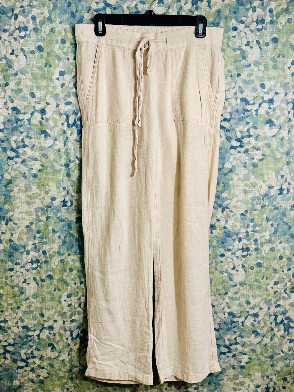 Caslon Linen Blend Wide Leg Drawstring Pants Cream Natural XS